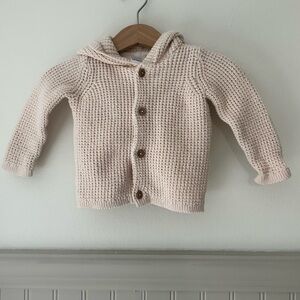 Carter's 9 Months Cream Button-Up Knit Cotton Sweater Hooded Cardigan